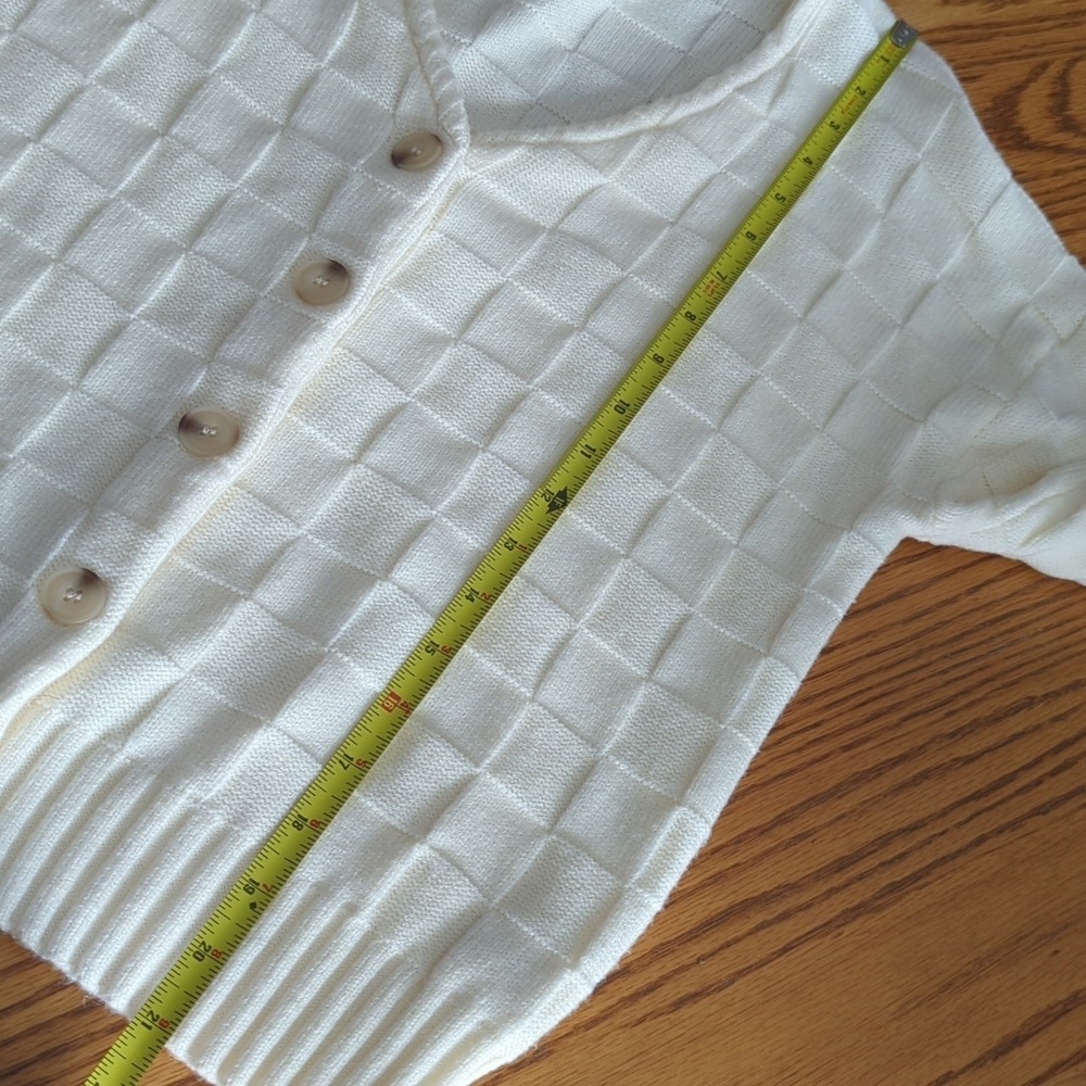 Hem & Thread Basket Weave Deep Vneck Button Down Sweater Size M - Picture 7 of 7
